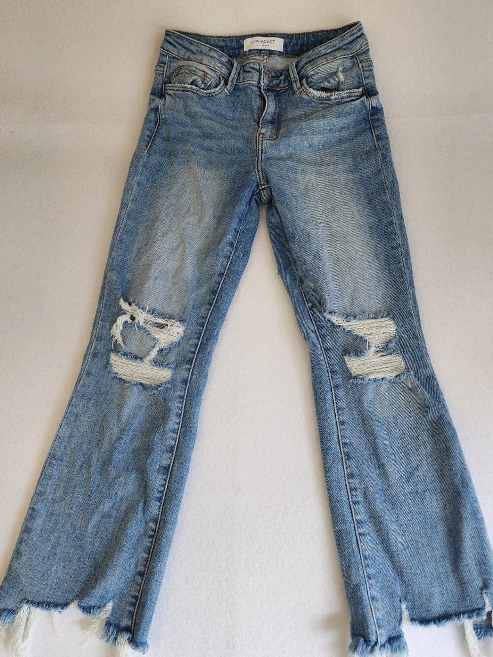 Lovervet by Vervet Distressed Raw Hem Crop Jeans 26" (FLAW)